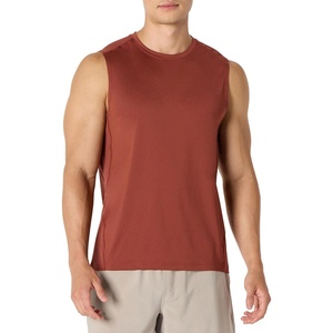 Amazon Essentials Men’s Active Quick Dry Moisture-Wicking Tech Stretch Lightweight Sleeveless Muscle Shirt(Rich Chestnut Brown)