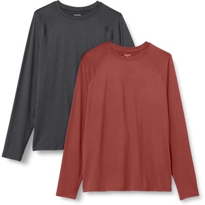 Amazon Essentials Men’s Active Quick Dry Tech Stretch Lightweight Long-Sleeve T-Shirt (Available in Big&Tall)(Henna / Heather Graphite)
