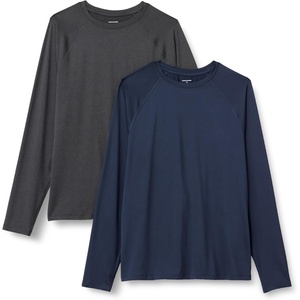 Amazon Essentials Men’s Active Quick Dry Tech Stretch Lightweight Long-Sleeve T-Shirt (Available in Big&Tall)(Navy / Heather Graphite)