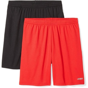 Amazon Essentials Men’s Athletic Basketball Gym Shorts, Breathable Moisture Wicking, Loose-Fit Performance Tech, Pack of 2(Black/Red)