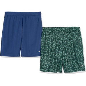 Amazon Essentials Men’s Athletic Basketball Gym Shorts, Breathable Moisture Wicking, Loose-Fit Performance Tech, Pack of 2(Green Camouflage/Navy)