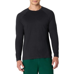 Amazon Essentials Men’s Athletic Soft Performance Lightweight Long Sleeve Gym Workout Shirt, Moisture Wicking, 4-Way Stretch(Space Dye Black)