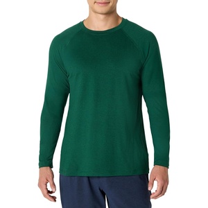 Amazon Essentials Men’s Athletic Soft Performance Lightweight Long Sleeve Gym Workout Shirt, Moisture Wicking, 4-Way Stretch(Space Dye Green)