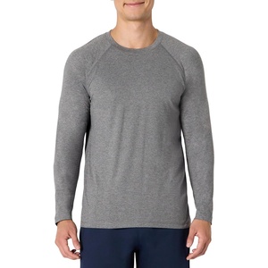 Amazon Essentials Men’s Athletic Soft Performance Lightweight Long Sleeve Gym Workout Shirt, Moisture Wicking, 4-Way Stretch(Space Dye Grey)