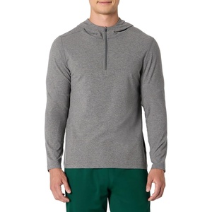 Amazon Essentials Men’s Athletic Soft Performance Lightweight Quarter-Zip Running Long Sleeve Workout Top(Space Dye Grey)