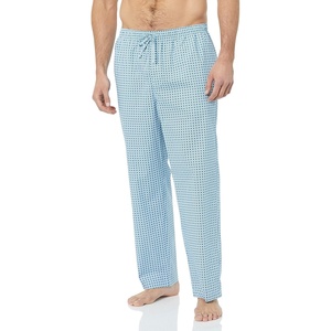 Amazon Essentials Men’s Cotton Poplin Straight-Fit Pajama Pants with Pockets, Elastic Waist, Drawstring(Blue Geo Print)