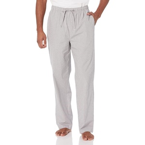 Amazon Essentials Men’s Cotton Poplin Straight-Fit Pajama Pants with Pockets, Elastic Waist, Drawstring(Grey Plaid)