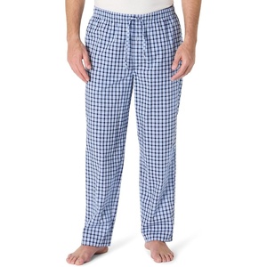 Amazon Essentials Men’s Cotton Poplin Straight-Fit Pajama Pants with Pockets, Elastic Waist, Drawstring(Light Blue White Plaid)