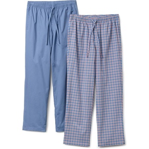 Amazon Essentials Men’s Cotton Stretch Poplin Full-Length Pajama Bottoms(Check/Cornflower Blue)