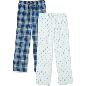 Amazon Essentials Men’s Cotton Stretch Poplin Full-Length Pajama Bottoms(Navy Plaid)