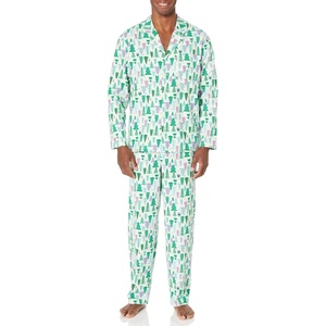 Amazon Essentials Men’s Flannel Pajama Set(Ecru Festive Tree)