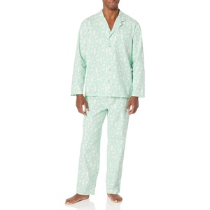 Amazon Essentials Men’s Flannel Pajama Set(Mint Green Forest Animals)
