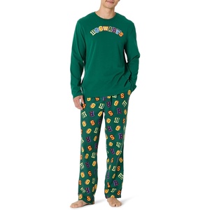 Amazon Essentials Men’s Flannel Pant and Long-Sleeve T-Shirt Pajama Set(Hogwarts Letters)