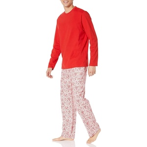 Amazon Essentials Men’s Flannel Pant and Long-Sleeve T-Shirt Pajama Set(White Forest)