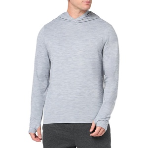 Amazon Essentials Men’s Long Sleeve Quick Dry Performance Tech Hooded Workout T-Shirt(Light Grey Space Dye)