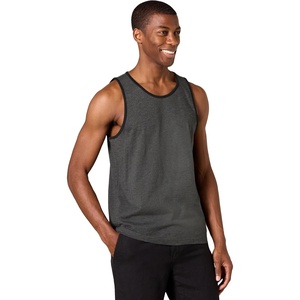 Amazon Essentials Men’s Regular-Fit Sleeveless Tank Tops(Black Charcoal Heather)