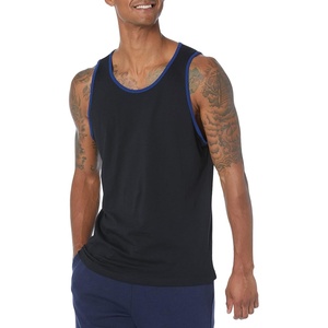 Amazon Essentials Men’s Regular-Fit Sleeveless Tank Tops(Black/Blue)