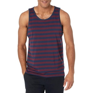 Amazon Essentials Men’s Regular-Fit Sleeveless Tank Tops(Burgundy Navy Stripe)