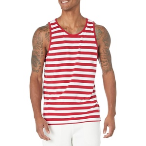 Amazon Essentials Men’s Regular-Fit Sleeveless Tank Tops(Red/White)