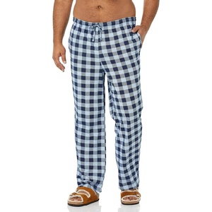 Amazon Essentials Men’s Relaxed-Fit Lightweight Cotton Knit Lounge Pajama Pants(Blue Navy Buffalo)