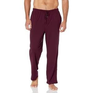 Amazon Essentials Men’s Relaxed-Fit Lightweight Cotton Knit Lounge Pajama Pants(Burgundy)