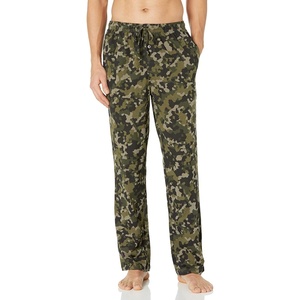 Amazon Essentials Men’s Relaxed-Fit Lightweight Cotton Knit Lounge Pajama Pants(Olive Geo Camo)