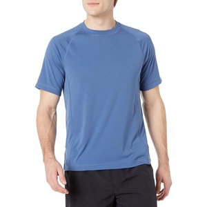 Amazon Essentials Men’s Slim-Fit Short-Sleeve Quick-Dry UPF 50 Swim Tee, Breathable Stretchable Fabric, Raglan Seams(Blue)