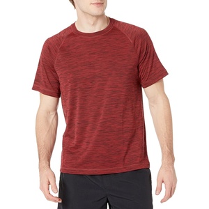 Amazon Essentials Men’s Slim-Fit Short-Sleeve Quick-Dry UPF 50 Swim Tee, Breathable Stretchable Fabric, Raglan Seams(Red Heather)