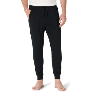 Amazon Essentials Men’s Soft Lightweight Knit Cotton Blend Jogger Pajama Pants(Black)