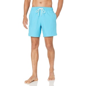 Amazon Essentials Men’s Swim Trunks with Mesh Lining, Pockets, Drawstring Closure(Aqua Blue)