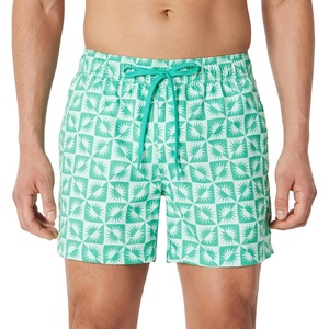 Amazon Essentials Men’s Swim Trunks with Mesh Lining, Pockets, Drawstring Closure(Light Blue Mint Green Sun Geo)
