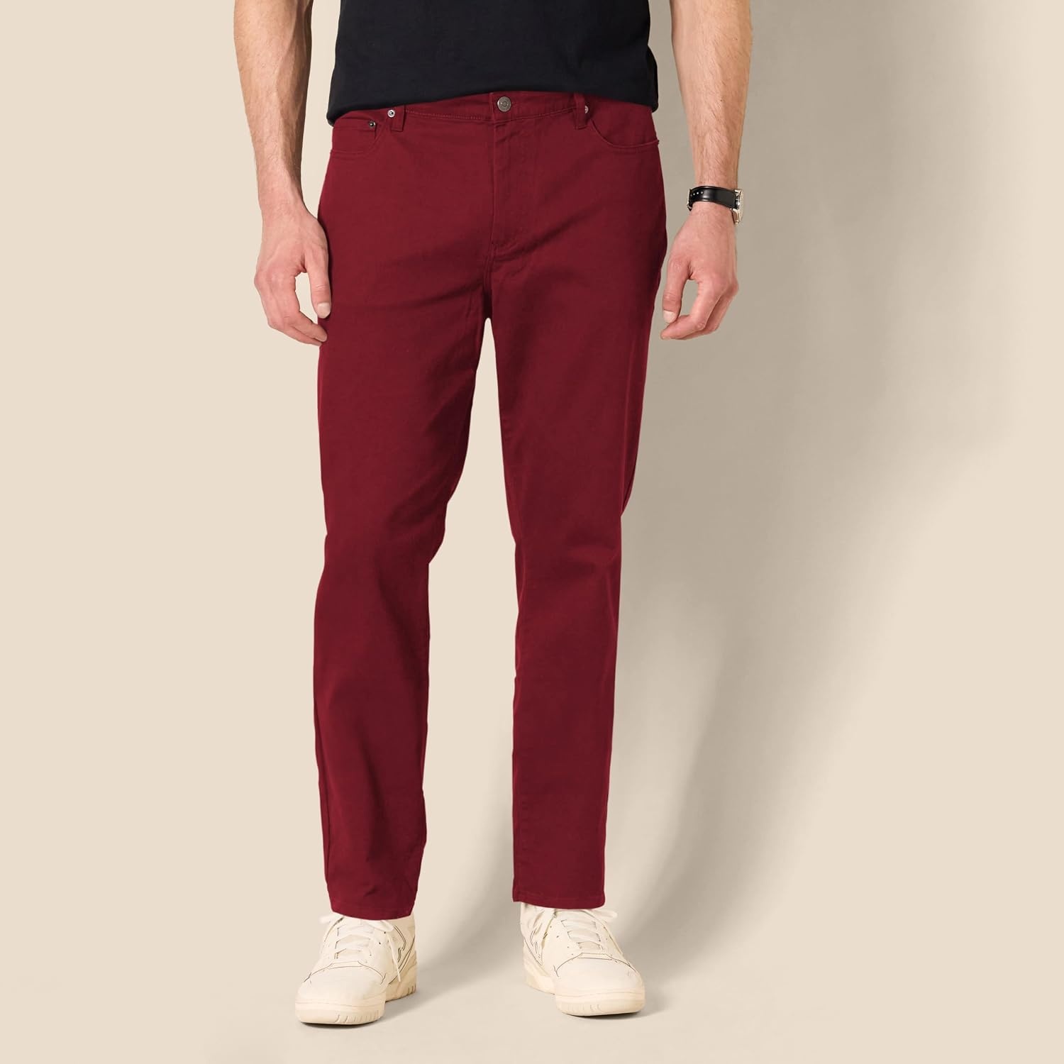 image:imageAmazon Essentials Mens 5Pocket Stretch Twill Casual PantsBurgundy