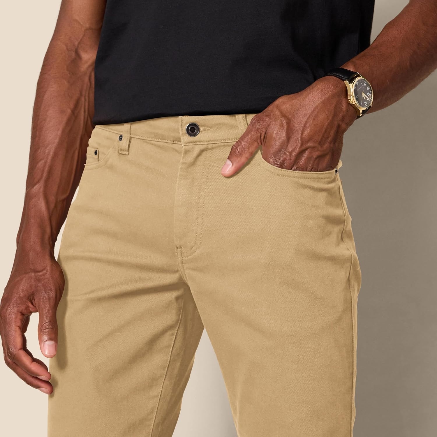 image:imageAmazon Essentials Mens 5Pocket Stretch Twill Casual PantsDark Khaki