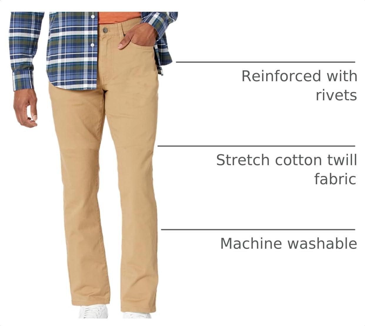 image:imageAmazon Essentials Mens 5Pocket Stretch Twill Casual PantsDark Khaki