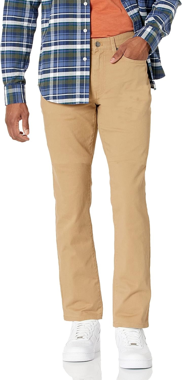 image:imageAmazon Essentials Mens 5Pocket Stretch Twill Casual PantsDark Khaki