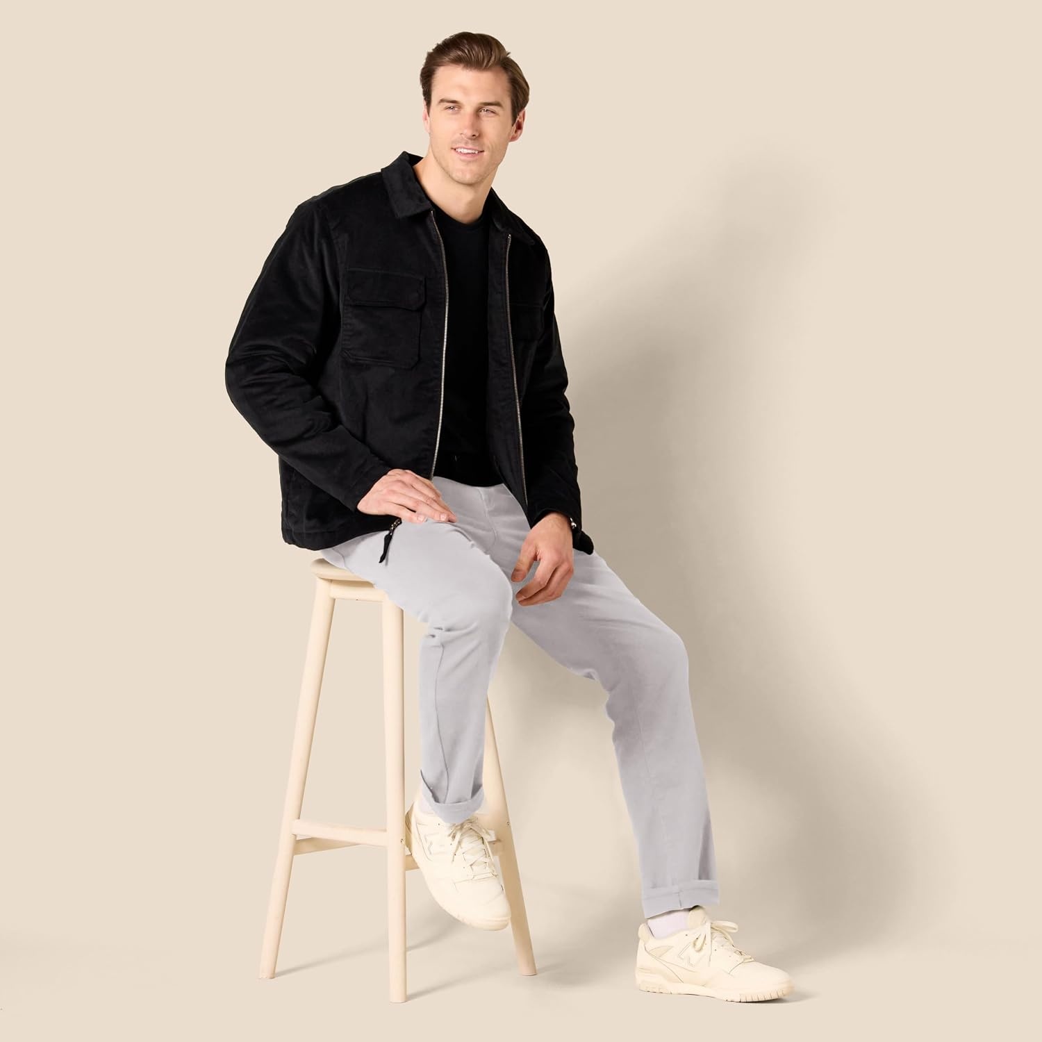 image:imageAmazon Essentials Mens 5Pocket Stretch Twill Casual PantsLight Grey