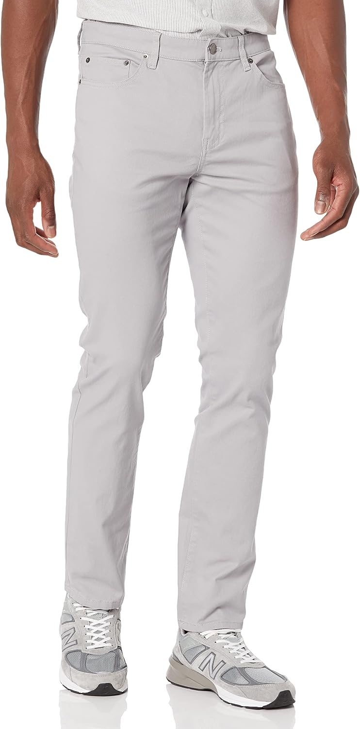 image:imageAmazon Essentials Mens 5Pocket Stretch Twill Casual PantsLight Grey