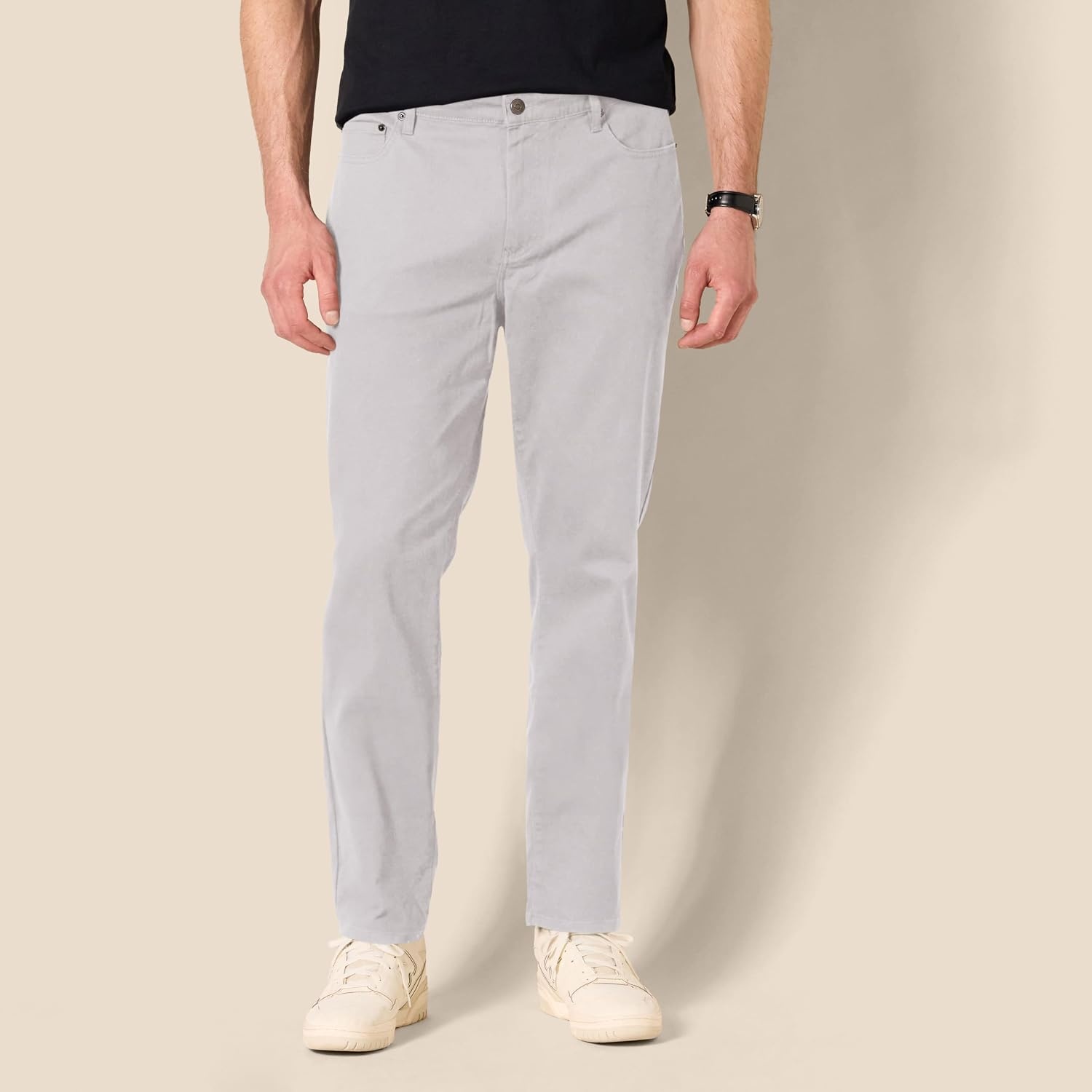 image:imageAmazon Essentials Mens 5Pocket Stretch Twill Casual PantsLight Grey