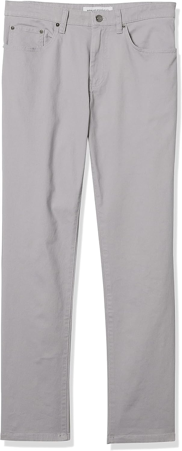 image:imageAmazon Essentials Mens 5Pocket Stretch Twill Casual PantsLight Grey