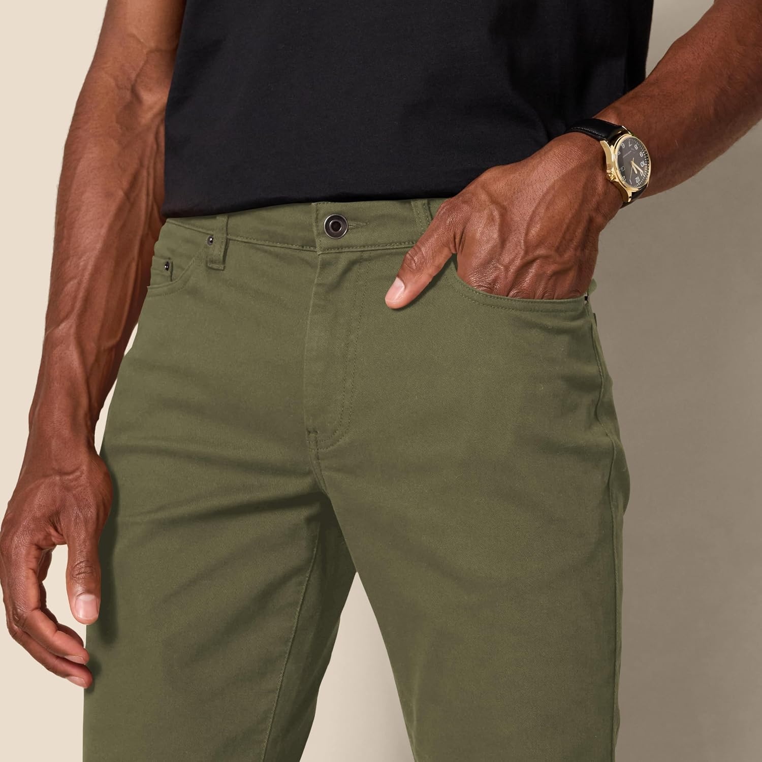 image:imageAmazon Essentials Mens 5Pocket Stretch Twill Casual PantsOlive