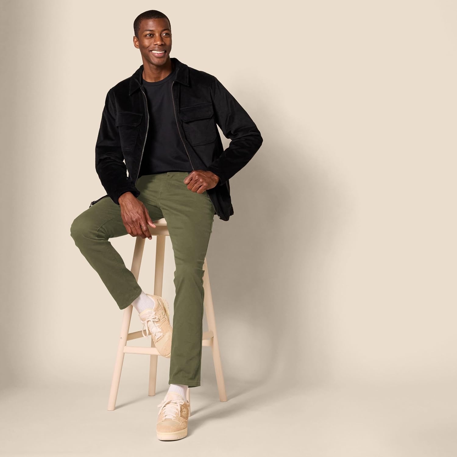 image:imageAmazon Essentials Mens 5Pocket Stretch Twill Casual PantsOlive
