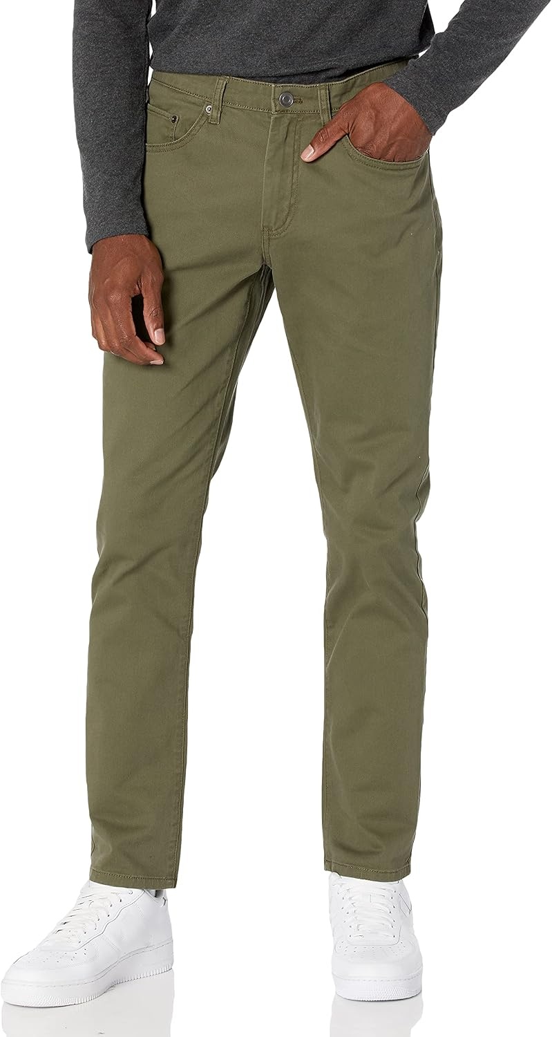 image:imageAmazon Essentials Mens 5Pocket Stretch Twill Casual PantsOlive