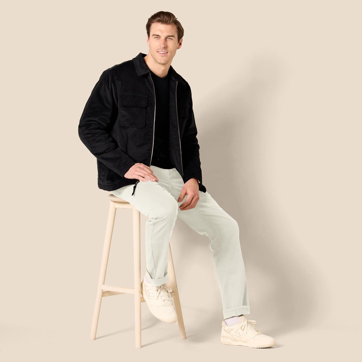 image:imageAmazon Essentials Mens 5Pocket Stretch Twill Casual PantsStone