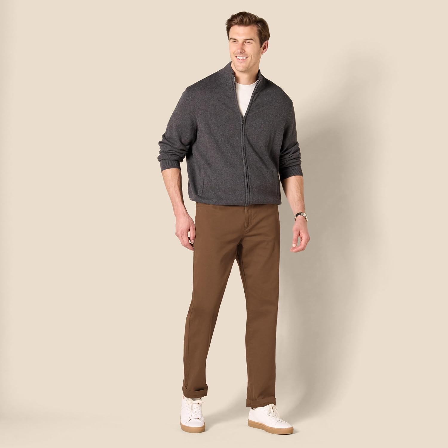 image:imageAmazon Essentials Mens 5Pocket Stretch Twill PantsBrown