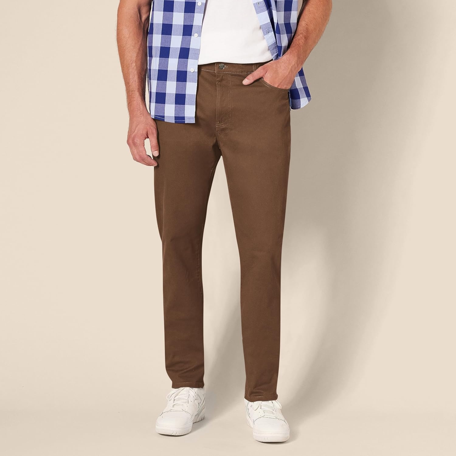 image:imageAmazon Essentials Mens 5Pocket Stretch Twill PantsBrown