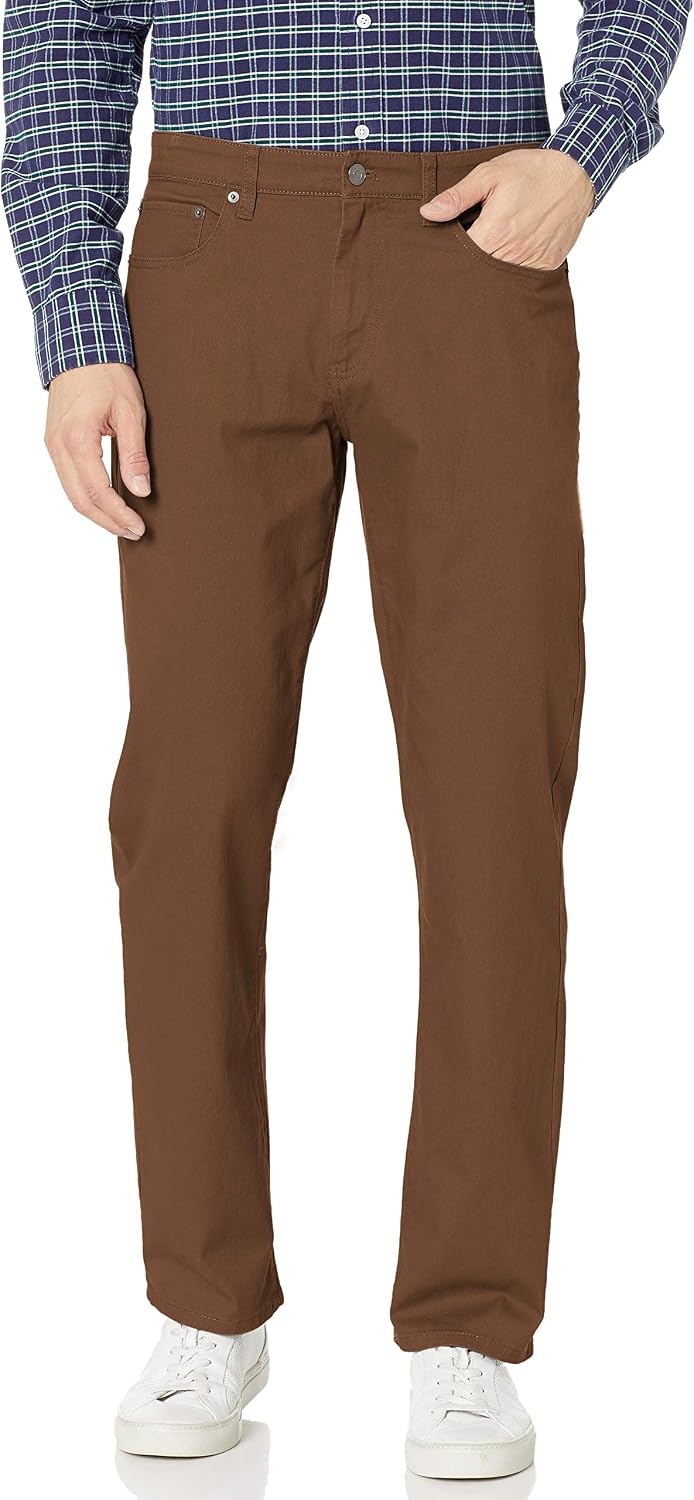 image:imageAmazon Essentials Mens 5Pocket Stretch Twill PantsBrown