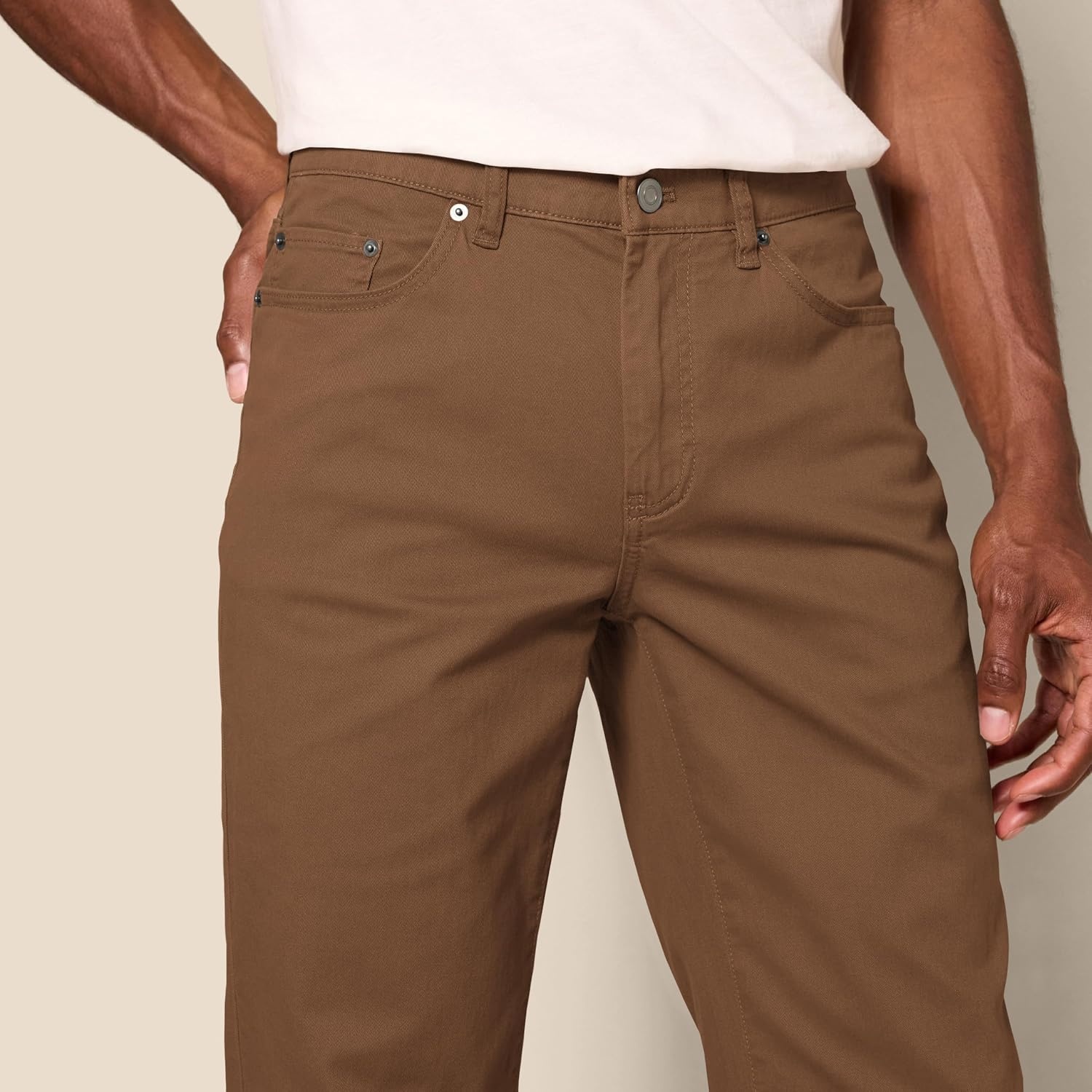 image:imageAmazon Essentials Mens 5Pocket Stretch Twill PantsBrown