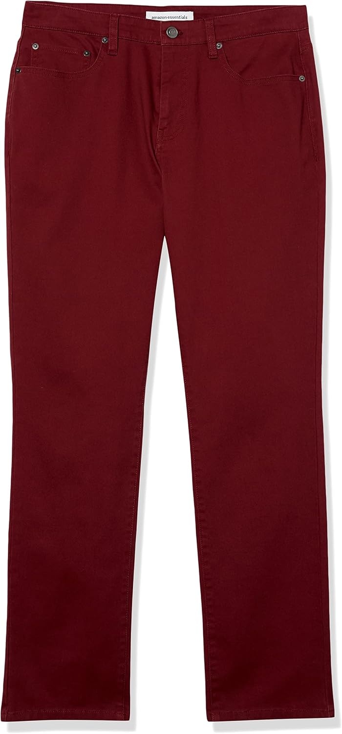 image:imageAmazon Essentials Mens 5Pocket Stretch Twill PantsBurgundy