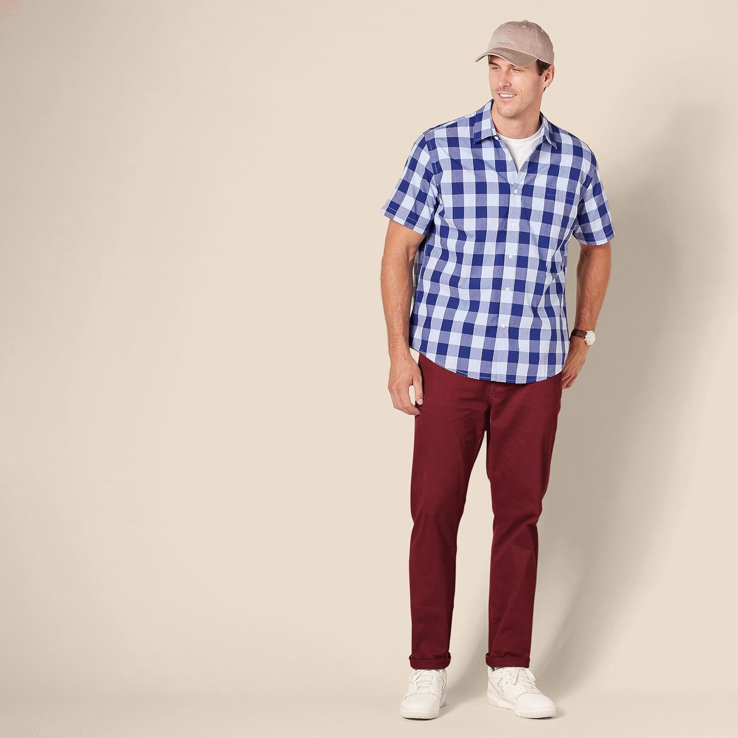 image:imageAmazon Essentials Mens 5Pocket Stretch Twill PantsBurgundy