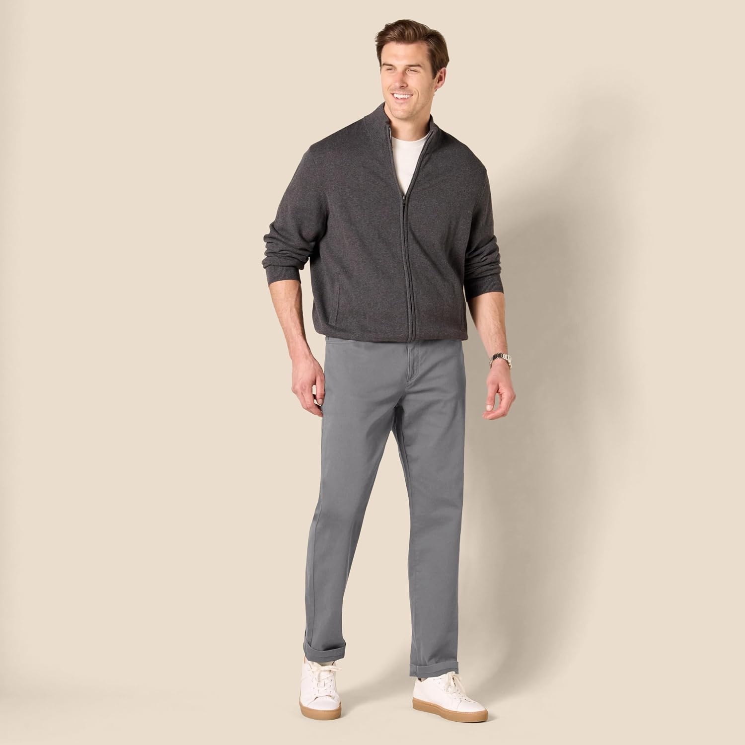 image:imageAmazon Essentials Mens 5Pocket Stretch Twill PantsDark Grey